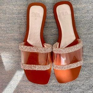 Zara Rhinestone Vinyl Slippers Women’s size 37(EU)/7(US)